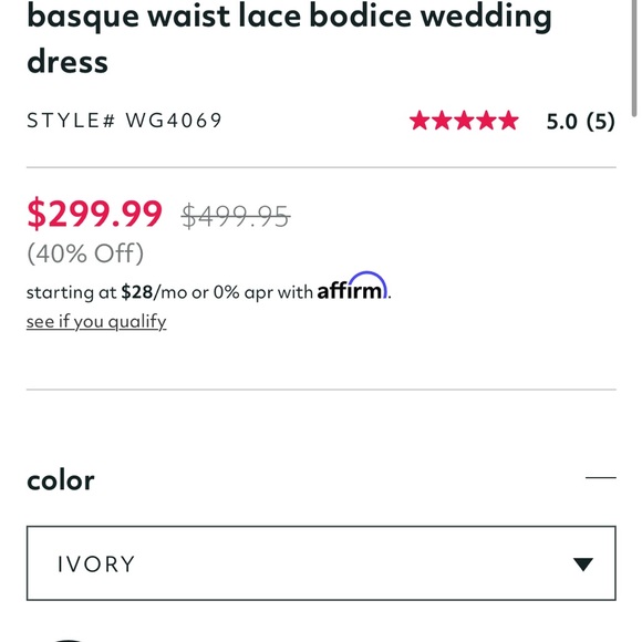 NWT Size 4 David’s Bridal Basque Waist Lace Bodice Wedding Dress - Picture 5 of 11